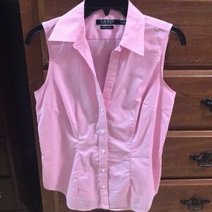 Non iron sleeveless work top pink gingham